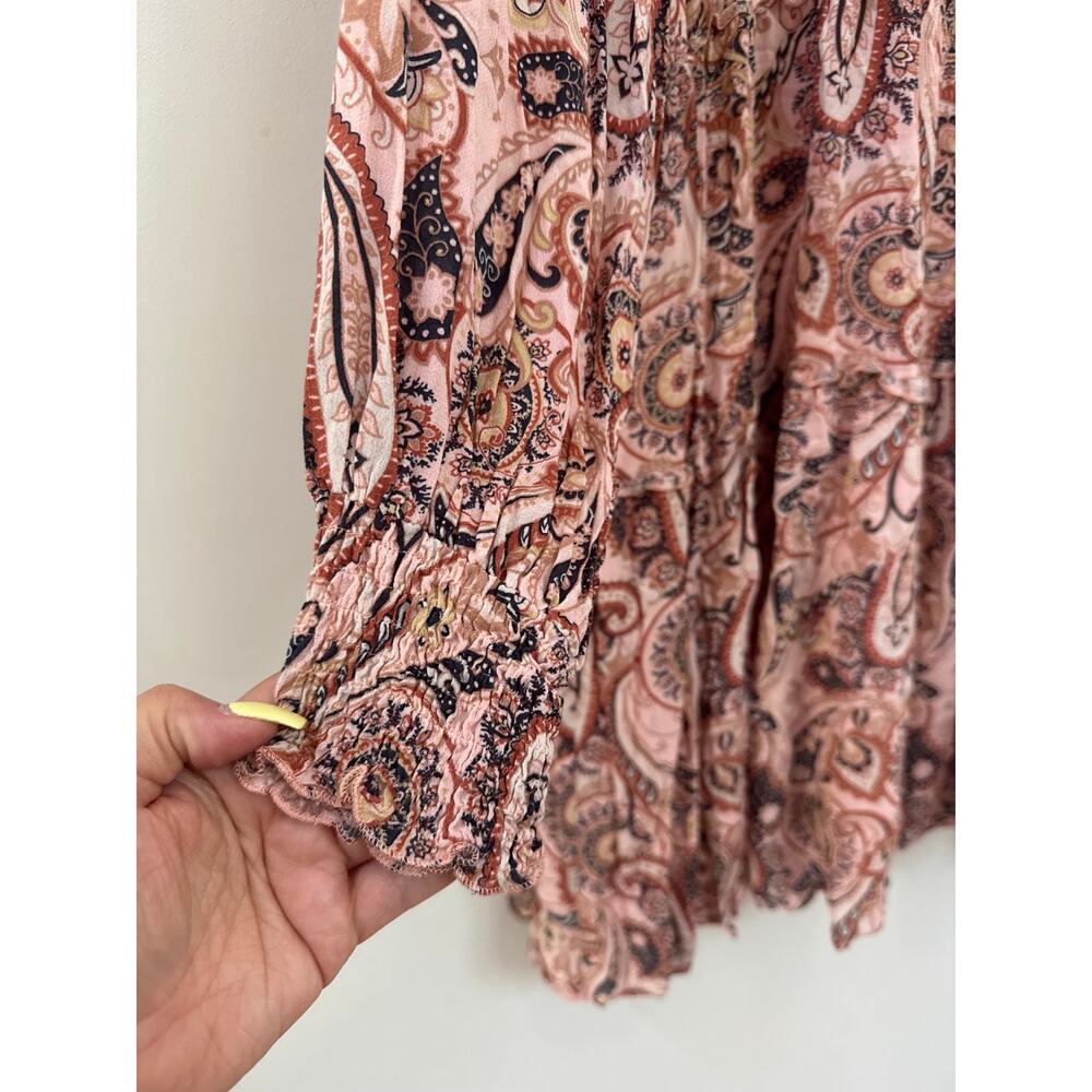 Anthropologie Plus Paisley Cady Tiered Dress Long Sleeve Flowy Babydoll 1X Boho - Picture 4 of 7